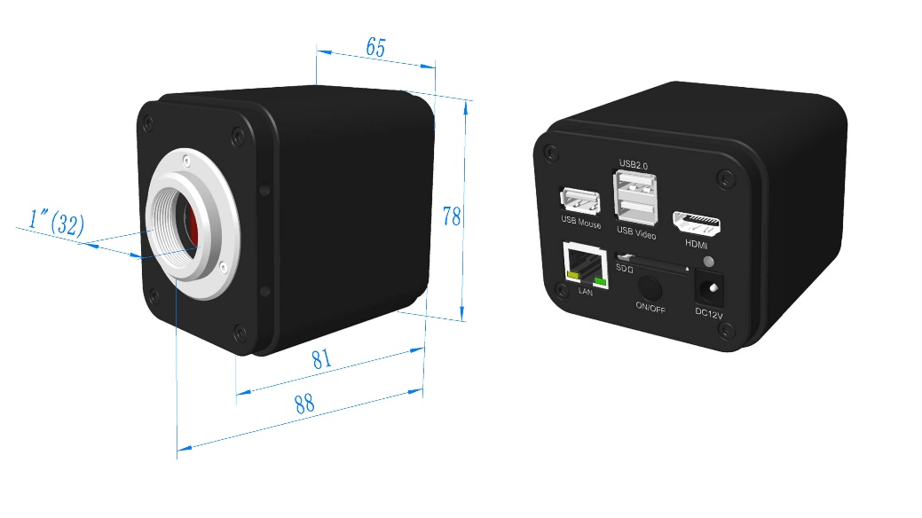 CMOS камера с креплением C-mount HDMI/NETWORK/USB мультивыходная серии XCAMTOP4K