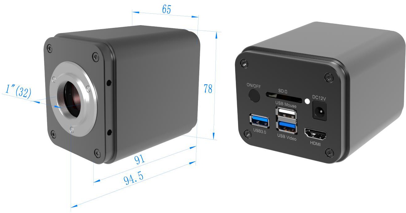 Камера C-mount с автофокусом HDMI/WiFi/USB мультивыходная серии X5FCAM4K8MPA 